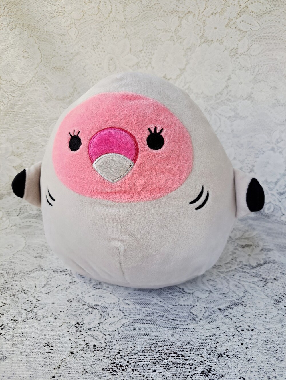 Cookie The Pink Flamingo in Gordon Shark Costume 8” Squishmallows